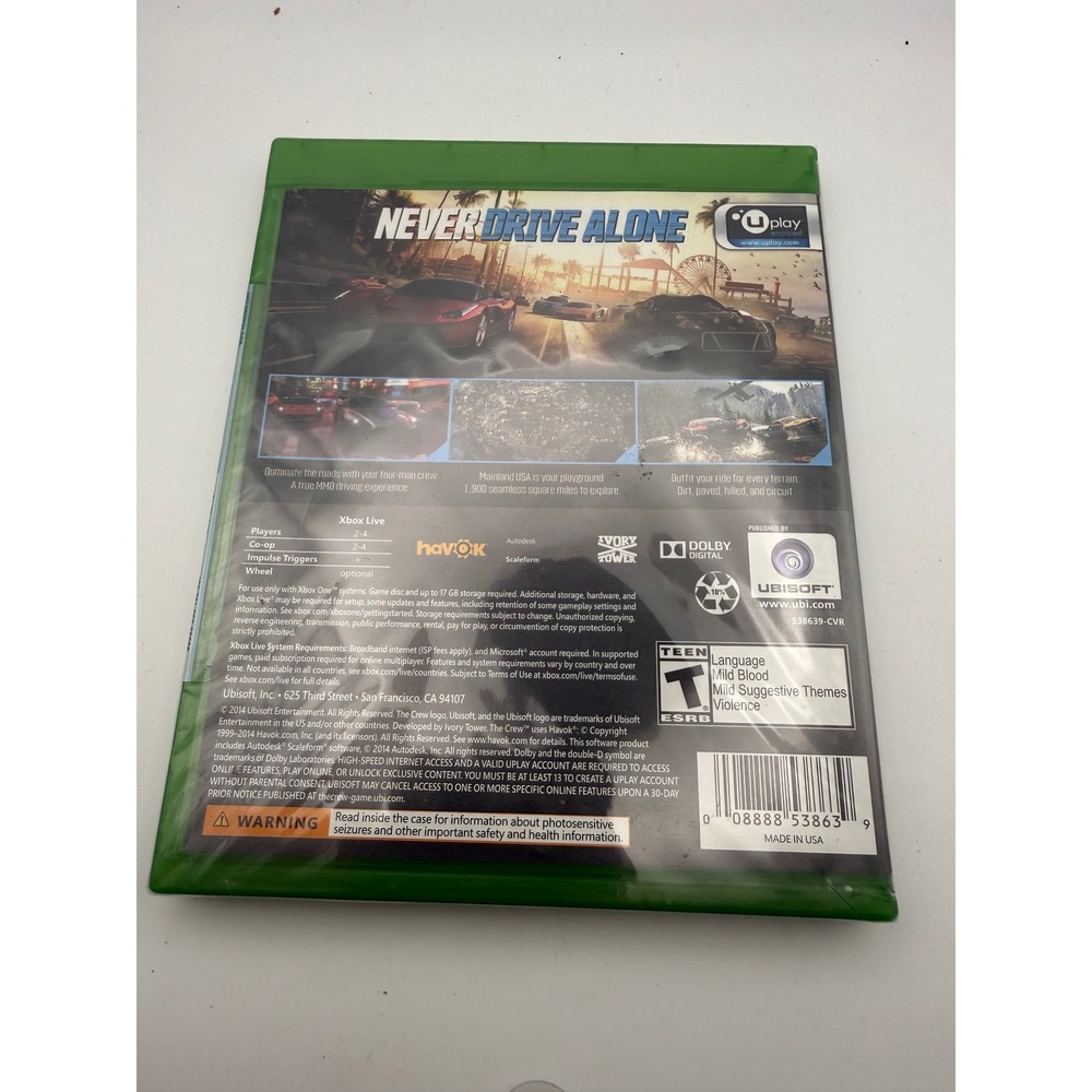 The Crew Limited Edition Xbox One Ubisoft 2014 New Sealed Racing Game - Picture 2 of 3